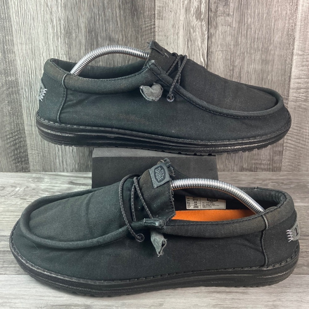 Hey Dude Wally Canvas Mono Black Clay Mens Size 11 Slip On Loafers 41327-0S5